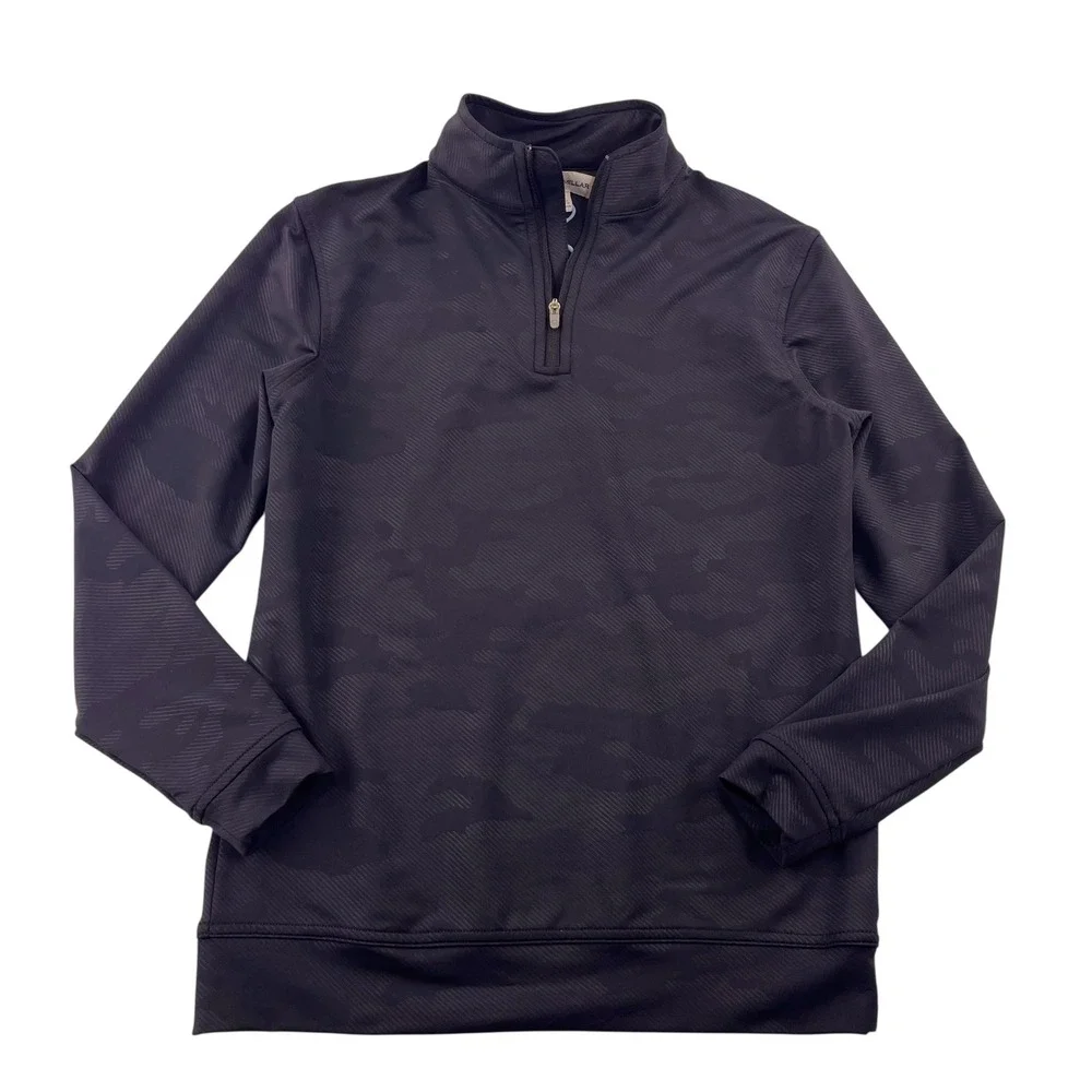Peter Millar Boys Medium Black Camo Quarter Zip Pullover YS23EK40H Kids Top